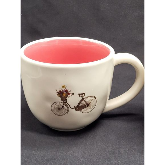 Rae Dunn "M"  Bicycle Mugs Magenta - Picture 3 of 6